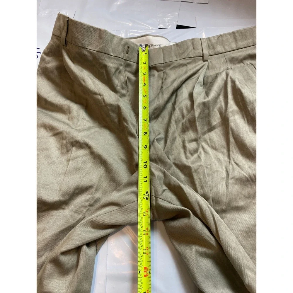 Savane Dress‎ Pants Men's 36x30 Khaki Pleated Front Teflon No Wrinkle NWT